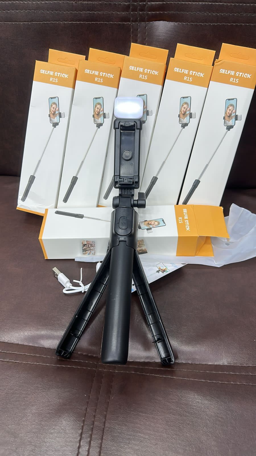 R1s Bluetooth Selfie Stick Tripod | With Remote & LED Light | Portable Phone Holder