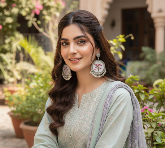 Pressed Pink Flower jumka