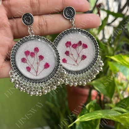 Pressed Pink Flower jumka